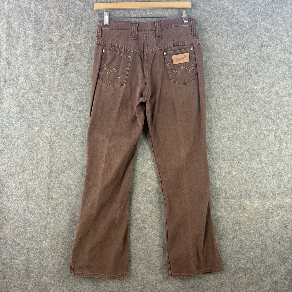 Vintage 70s Wrangler Bell Bottom Flare Jeans Womens 11/12 28x29 Scovill Brown